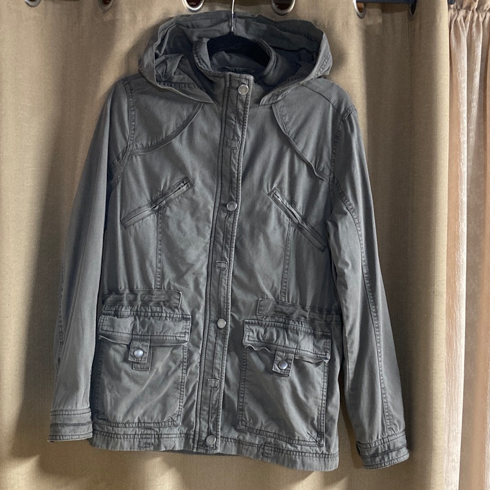 Carbon2cobalt Women's charcoal Hooded Jacket 100%cotton size S functional